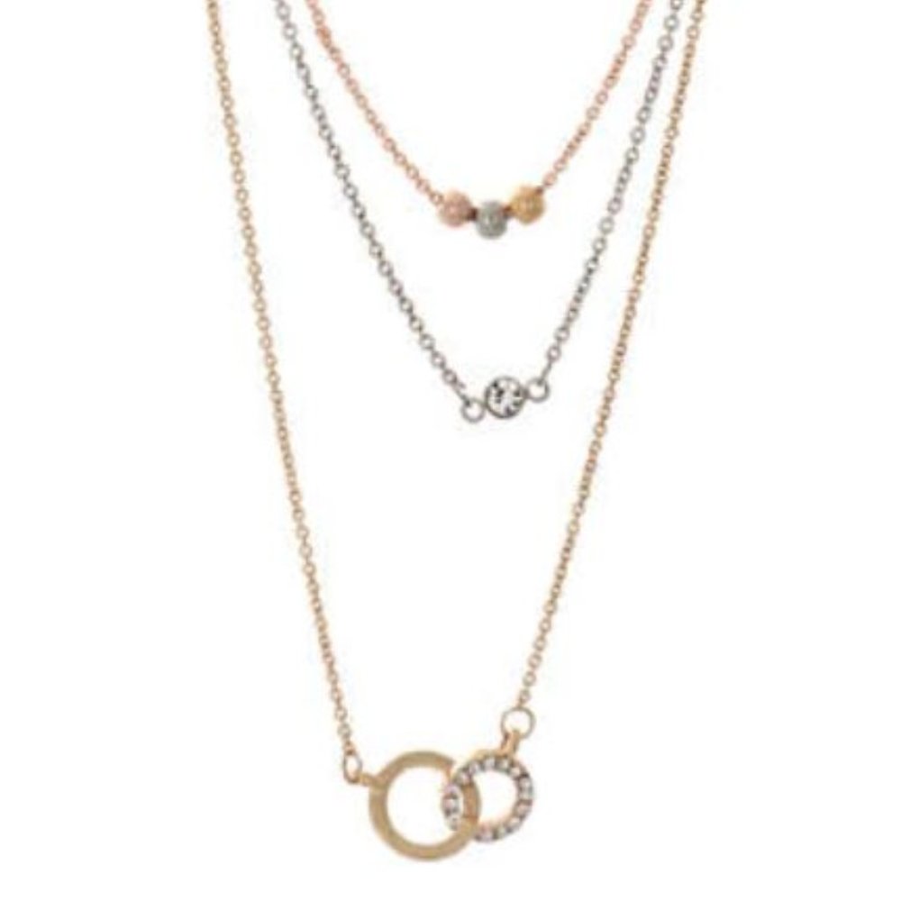 NWT Necklace Earrings Double Circle Jewelry set - Picture 3 of 4